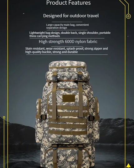 Kareiviška, Kamufliažinė, Kelioninė Kuprinė, 80 Litrų Talpos