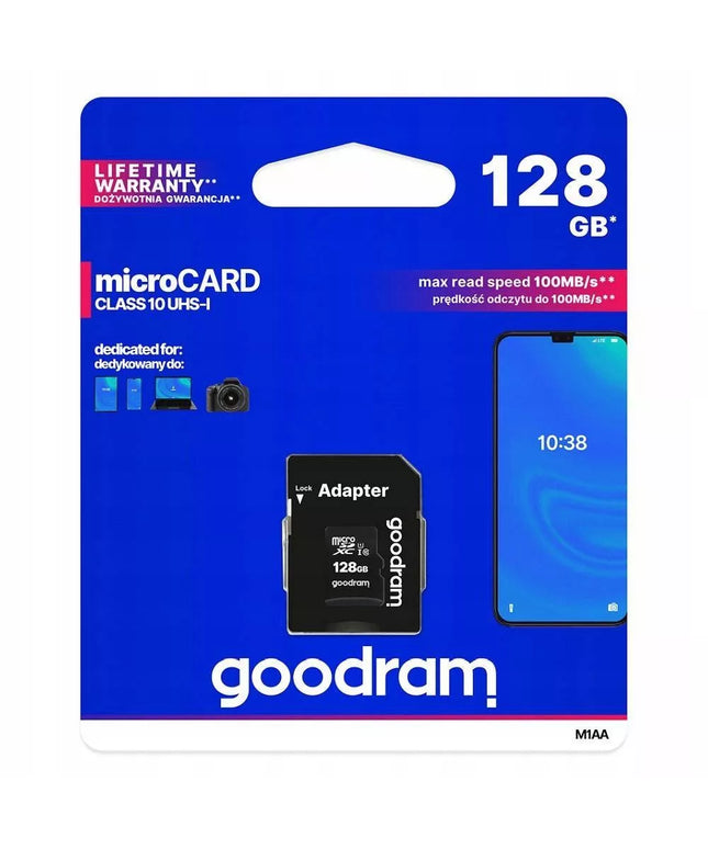 Atminties kortelė GOODRAM microSD 128GB CLASS 10 UHS I 100MB/s su SD adapteriu