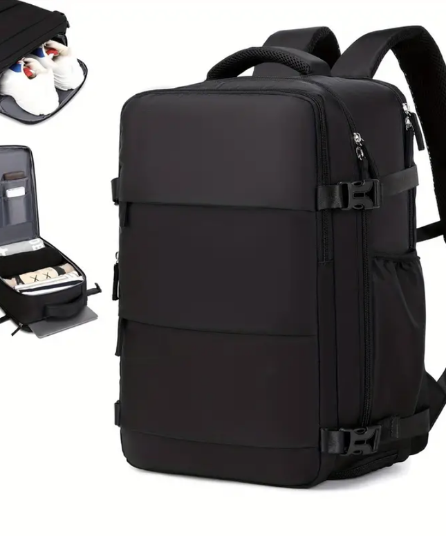 Talpi kelioninė kuprinė su kompiuterio ir batų skyriumi – patikima, atspari lietui ir pritaikyta ilgiems maršrutams