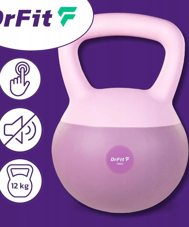 DrFit kettlebell hantelis treniruotėms, 12 kg, fioletinis