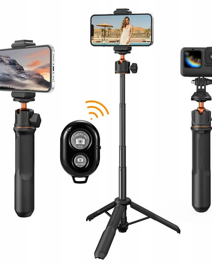 K&F Concept SELFIE lazdelė – 60 cm 4 viename monopodas telefonui, išmaniajam telefonui, 1/4 ir GoPro + nuotolinio valdymo pultelis KF09.135