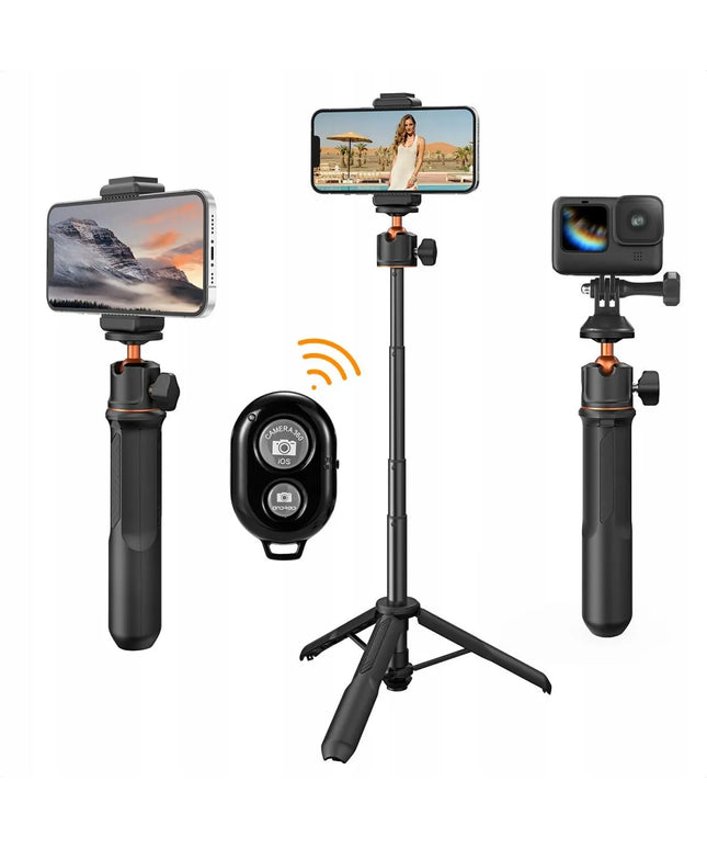 K&F Concept SELFIE lazdelė – 60 cm 4 viename monopodas telefonui, išmaniajam telefonui, 1/4 ir GoPro + nuotolinio valdymo pultelis KF09.135