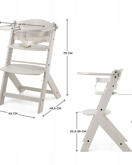 Kinderkraft Medinė maitinimo kėdutė 2-in-1 vaikams ENOCK Smėlio spalvos