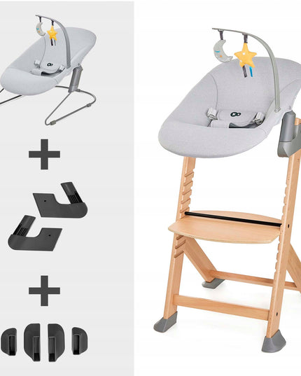 Kinderkraft Medinė maitinimo kėdutė 2-in-1 vaikams ENOCK Smėlio spalvos