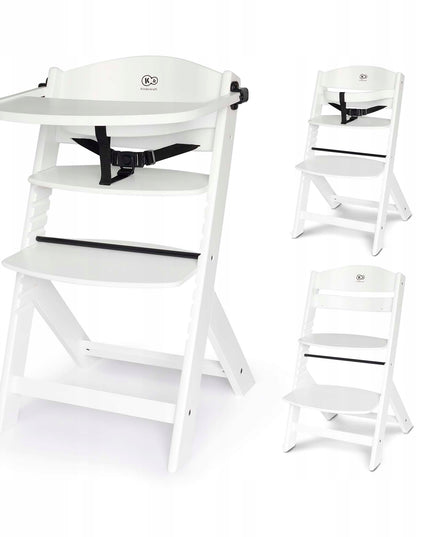 Kinderkraft Medinė Maitinimo Kėdutė 2in1 Vaikams ENOCK Balta