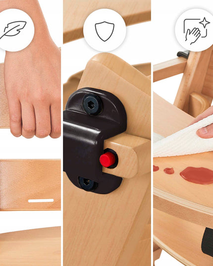 Medinė 2in1 maitinimo kėdutė vaikams ENOCK Rudas Kinderkraft