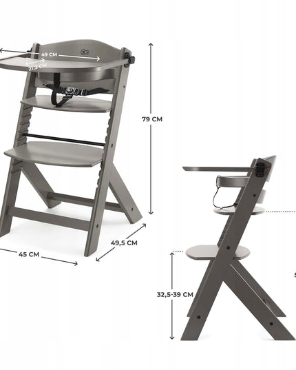 Medinė 2in1 maitinimo kėdutė vaikams ENOCK Rudas Kinderkraft