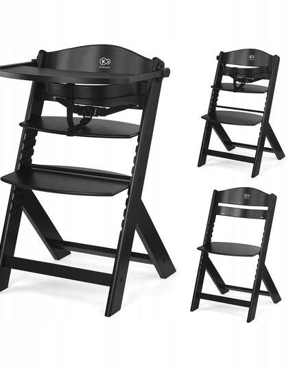 Kinderkraft Medinė Vaikiška Maitinimo Kėdutė 2-in-1 ENOCK Juoda