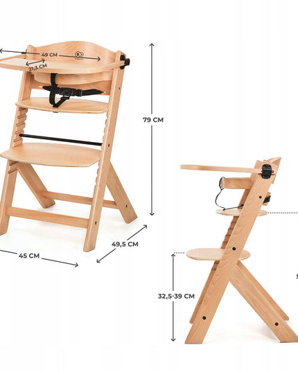Kinderkraft Medinė vaikiška 2in1 maitinimo kėdutė ENOCK Natūralus