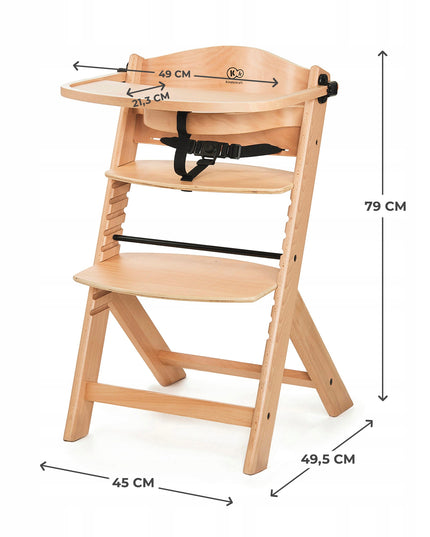 Kinderkraft Medinė vaikiška 2in1 maitinimo kėdutė ENOCK Natūralus