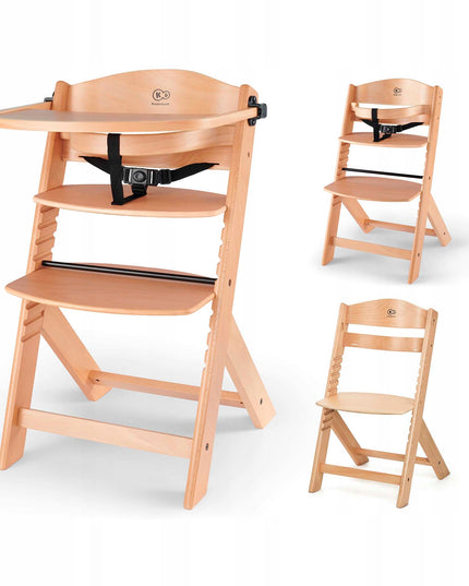 Kinderkraft Medinė vaikiška 2in1 maitinimo kėdutė ENOCK Natūralus