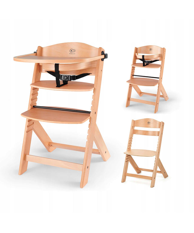 Kinderkraft Medinė vaikiška 2in1 maitinimo kėdutė ENOCK Natūralus