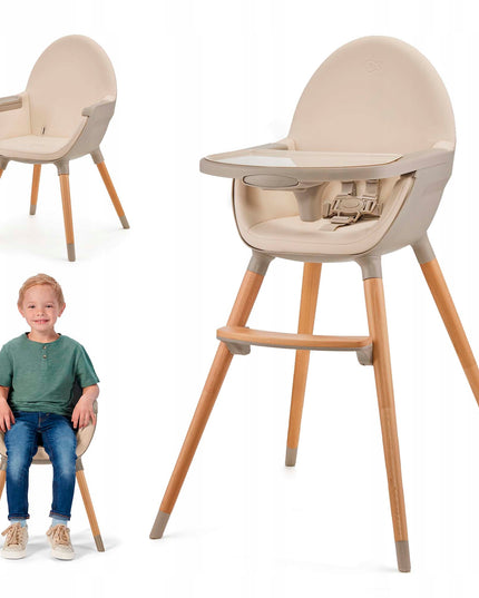 Kinderkraft Medinė maitinimo kėdutė 2in1 FINI 2 Smėlio