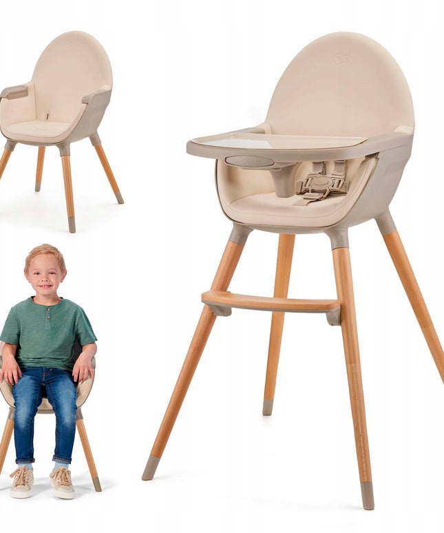 Kinderkraft Medinė maitinimo kėdutė 2in1 FINI 2 Smėlio