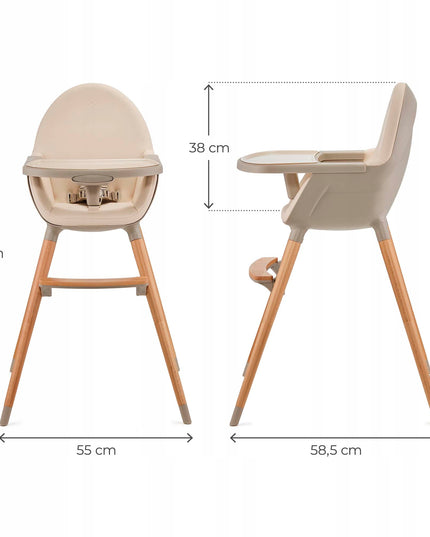 Kinderkraft Medinė maitinimo kėdutė 2in1 FINI 2 Smėlio