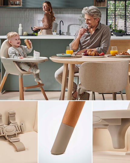 Kinderkraft Medinė maitinimo kėdutė 2in1 FINI 2 Smėlio