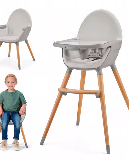 Kinderkraft medinė maitinimo kėdutė 2-in-1 FINI 2, pilka