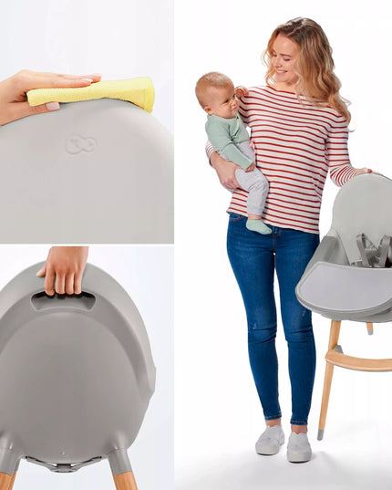 Kinderkraft medinė maitinimo kėdutė 2-in-1 FINI 2, pilka