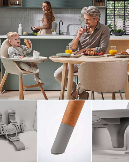 Kinderkraft medinė maitinimo kėdutė 2-in-1 FINI 2, pilka