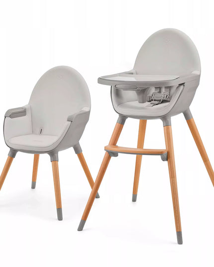 Kinderkraft medinė maitinimo kėdutė 2-in-1 FINI 2, pilka