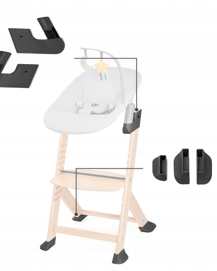 Vaikiška medinė maitinimo kėdutė ENOCK Tamsiai pilkas Kinderkraft