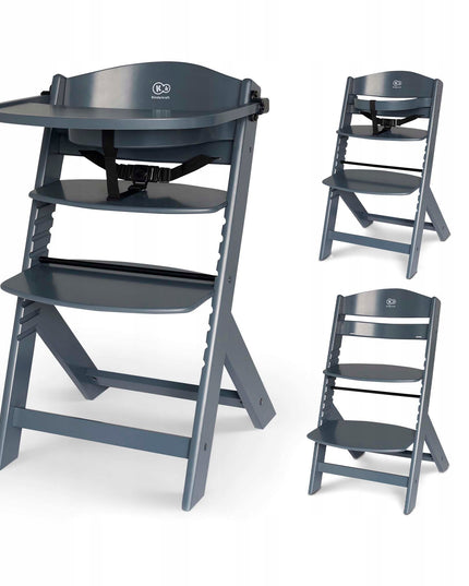 Vaikiška medinė maitinimo kėdutė ENOCK Tamsiai pilkas Kinderkraft