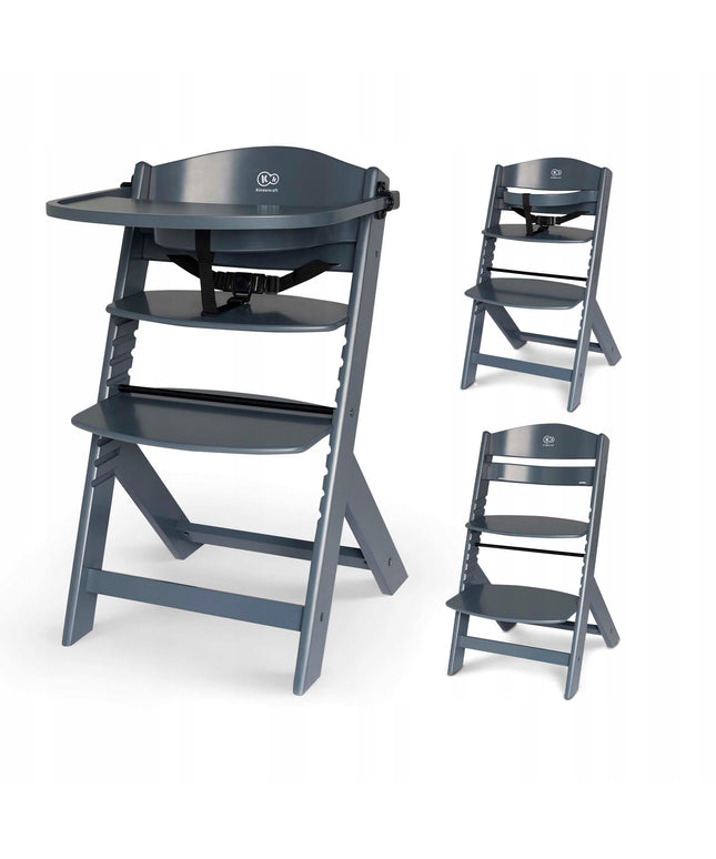 Vaikiška medinė maitinimo kėdutė ENOCK Tamsiai pilkas Kinderkraft