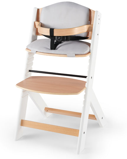 Kinderkraft Medinė 2in1 vaikiška kėdutė maitinimui su pagalvėle ENOCK Balta