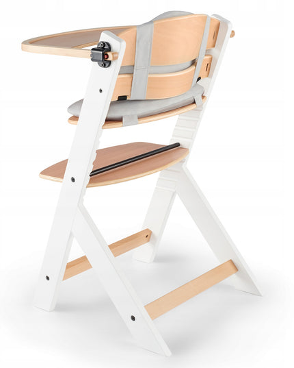 Kinderkraft Medinė 2in1 vaikiška kėdutė maitinimui su pagalvėle ENOCK Balta