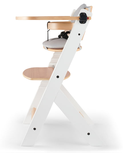 Kinderkraft Medinė 2in1 vaikiška kėdutė maitinimui su pagalvėle ENOCK Balta