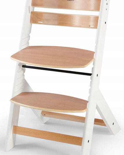 Kinderkraft Medinė 2in1 vaikiška kėdutė maitinimui su pagalvėle ENOCK Balta