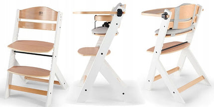 Kinderkraft Medinė Maitinimo Kėdutė 2in1 su Pagalve ENOCK Pilka