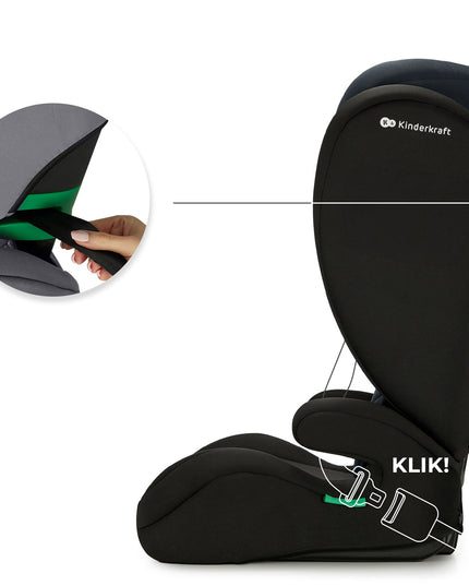 Automobilinė kėdutė 100-150cm 15-36kg I-SPARK i-Size Juoda Kinderkraft
