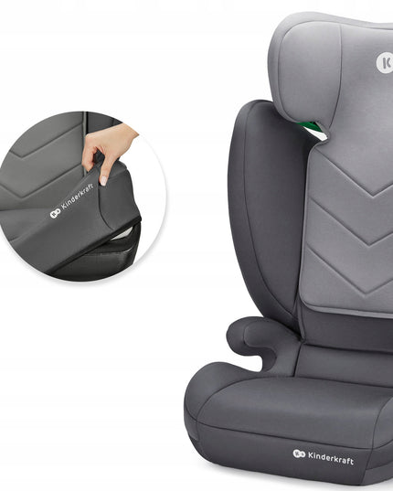 Automobilinė kėdutė 100-150cm 15-36kg I-SPARK i-Size Pilkas Kinderkraft