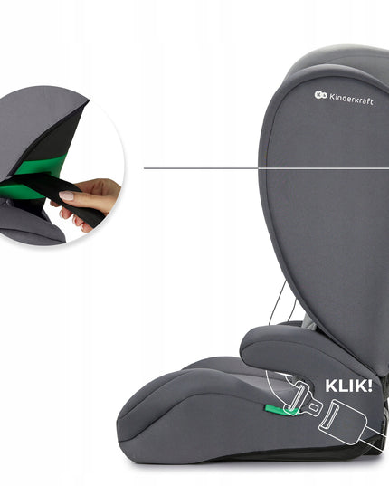 Automobilinė kėdutė 100-150cm 15-36kg I-SPARK i-Size Pilkas Kinderkraft