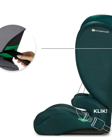 Kinderkraft Automobilinė kėdutė 100-150cm 15-36kg I-SPARK i-Size Žalias