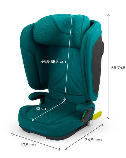 Automobilinė kėdutė 3,5-12 metų, 100-150 cm, 15-36 kg UNITY 2 Žalias Kinderkraft