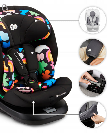 Kinderkraft Vaikiška automobilinė kėdutė 40-150 cm 0-36kg i-Size sukama 360° I-GROW