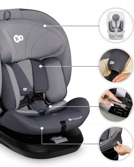 Kinderkraft Vaikiška automobilinė kėdutė 40-150 cm 0-36kg i-Size sukama 360° I-GROW