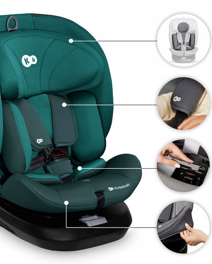 Kinderkraft Vaikiška automobilinė kėdutė 40-150 cm 0-36kg i-Size sukama 360° I-GROW