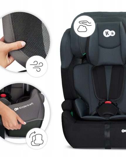 Vaikiška automobilinė kėdutė 76-150 cm 9-36 kg COMFORT UP I-SIZE Juoda Kinderkraft