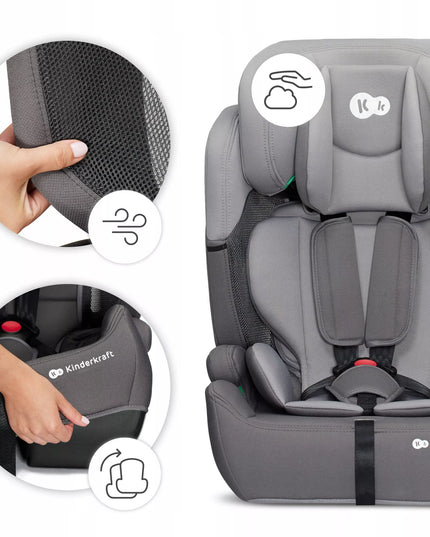 Automobilinė kėdutė Kinderkraft COMFORT UP i-Size 76-150 cm / 9-36 kg, pilka