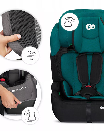 Vaikiška automobilinė kėdutė 76-150 cm 9-36 kg COMFORT UP I-SIZE Žalias Kinderkraft