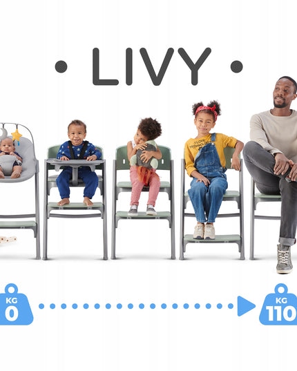 Kinderkraft 4in1 Vaikutis Maitinimo Kėdutė LIVY Supynėlė CALMEE Žalia