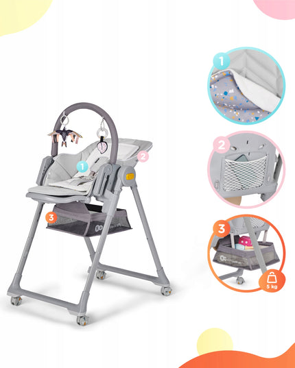 Kinderkraft Maitinimo kėdutė-gultukas 2in1 nuo 0-3 metų LASTREE Pilka