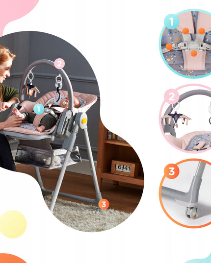 Kinderkraft Maitinimo kėdutė-gultukas 2in1 nuo 0-3 metų LASTREE Pilka