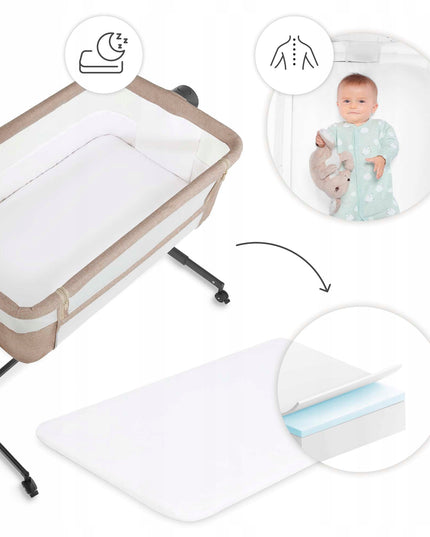 Kinderkraft Vaikiška kelioninė lovytė prie lovos NESTEE UP 2 smėlio spalvos