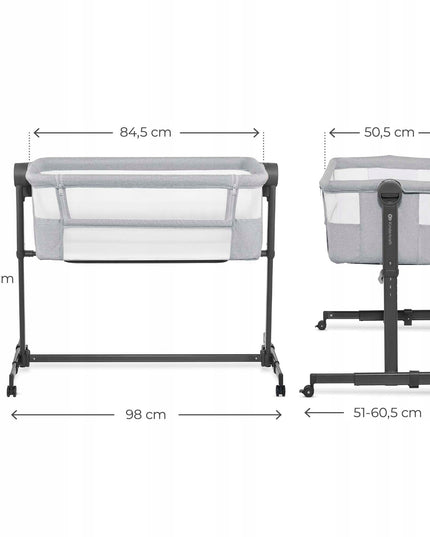 Kinderkraft vaikiškas kelioninis lopšys šalia lovos NESTEE UP 2 šviesiai pilkas