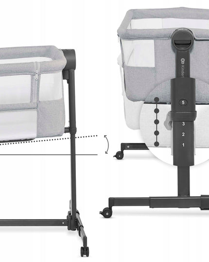 Kinderkraft vaikiškas kelioninis lopšys šalia lovos NESTEE UP 2 šviesiai pilkas