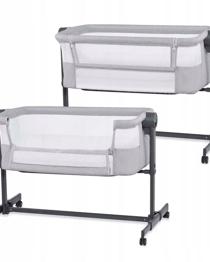 Kinderkraft vaikiškas kelioninis lopšys šalia lovos NESTEE UP 2 šviesiai pilkas